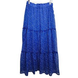 New Look Blue Pattern Tiered  Skirt Size 8
